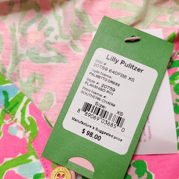 Lilly Pulitzer Palmetto T Shirt Dress XS Bright Flamingo Pink V Neck Floral $98 - Picture 6 of 6
